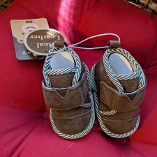 Bearpaw Leather Baby Bootie Boots Brown Slip-On Ankle Detail 0-6M
