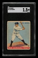 1933 Goudey Set-Break # 92 Lou Gehrig SGC 1.5 FR