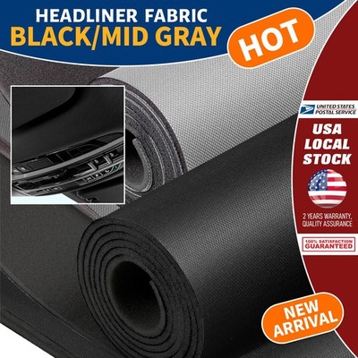 Black Gray Flat Knit Headliner Fabric Foam Backed for Car Roof Liner Repair