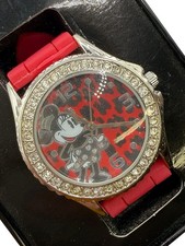 Disney Minnie Mouse Women s Watch Leopard Red Rhinestones New Battery NIB READ