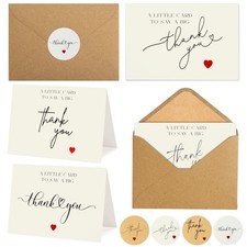100 Bulk Thank You Cards with Kraft Envelopes and Stickers 4 Minimalistic De...