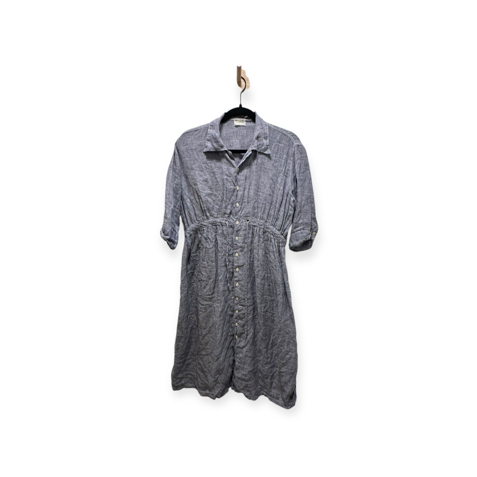 Women Long Sleeve Denim Button Up Shirt Dress Midi Jean Dres