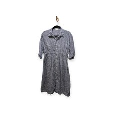 Women Long Sleeve Denim Button Up Shirt Dress Midi Jean Dress Flowy USA Made 396