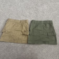 NWOT Girl's Old Navy Cargo Skirt Green  Khaki Size Large 10-12 Cotton- Lot Of 2