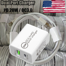 Fast Charger QC PD 20W Power Adapter Cube USB Cord For iPhone 14 13 12 11 8 7 6