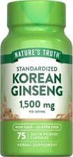 Korean Ginseng | 1500mg | 75 Capsules | Non-GMO, Gluten Free | by Nature's Truth