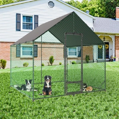 BINGOPAW Perrera para perros con techo recinto al aire libre perro corral para animales corral para animales salida Outdoo