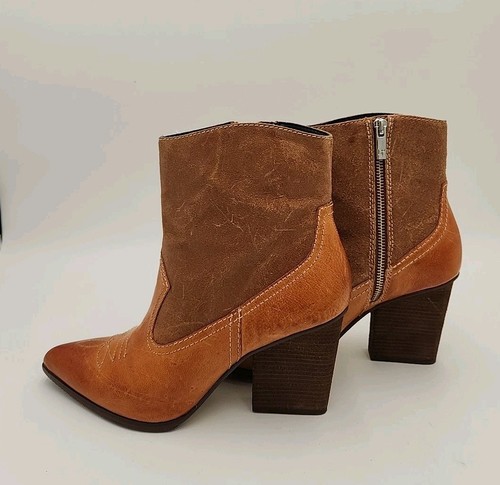 Donald Pliner VELLE Brown Leather Western Womens 9.5 M Ankle Boots Fawn UNWORN - Picture 7 of 18