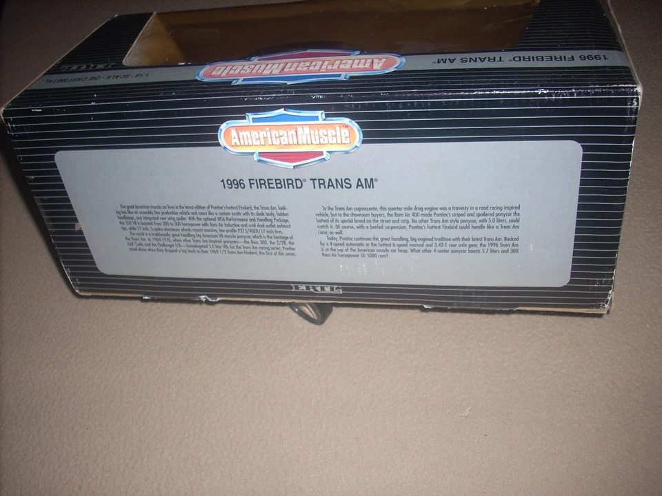 AMERICAN MUSCLE '96 PONTIAC FIREBIRD TRANS AM, FUNDIDO A PRESIÓN 1/18, SELLADO, ¡RARO!! Foto 2 de 3