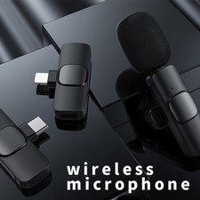 2.4G Wireless Lavalier Microphone Plug  Play Clip  on Lapel Mic Wind Muff iPhone