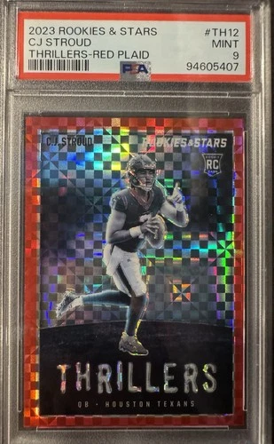 2023 PANINI ROOKIES & STARS THRILLERS #TH12 CJ STROUD THRILLERS-RED PLAID PSA 9