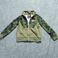 Nike Full Zip Track Jacket Kids 2T Green Camouflage Logo Pockets Outdoor