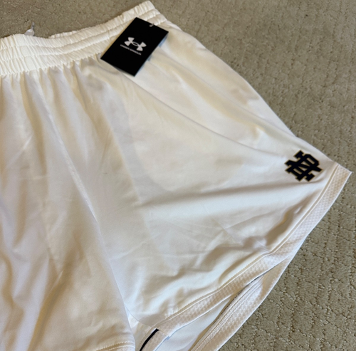 Under Armour Notre Dame Fighting Irish Womens Workout Athletic White Shorts L - Picture 3 of 6