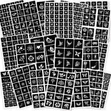 ChurlChurl 575pcs Temporary Tattoo Stencils, 20 Sheets Henna Tattoo Stencil Kit