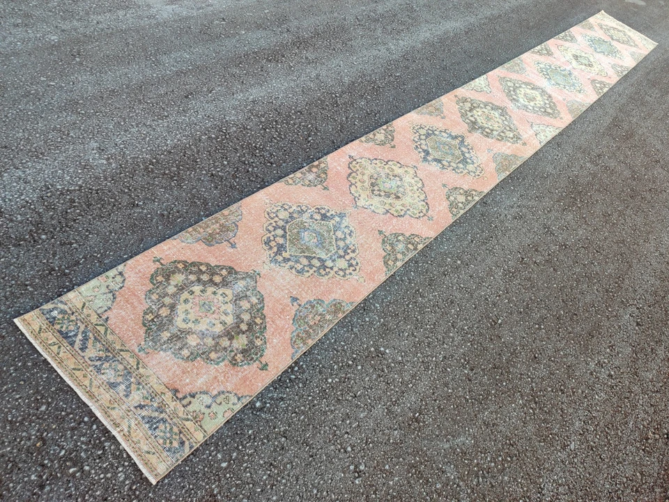 Alfombra de corredor de 20 pies extra larga, corredor 3x20 turca vintage Oushak, alfombra Heriz lana Foto 3 de 4