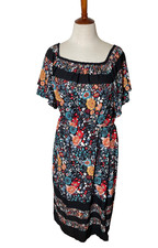 Loft Womens Dress Small Boho Chic Whimsigoth 70s Retro Floral Multicolor