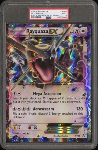 2015 POKEMON XY BLACK STAR PROMOS TAG #XY69 RAYQUAZA EX PSA 9