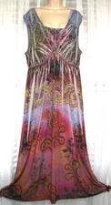 STYLE & CO PLUS 1X SILKY LONG HIPPIE BOHEMIAN BOHO FESTIVAL MAXI DRESS SUNDRESS