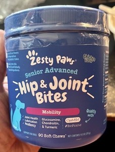 Zesty Paws Senior Advanced HIP & JOINT BITES (90 Chicken Chews) 12/2026!