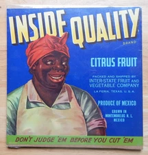 Inside Quality Citrus Fruit Advertising Sign,  9" Square, La Feria, Texas