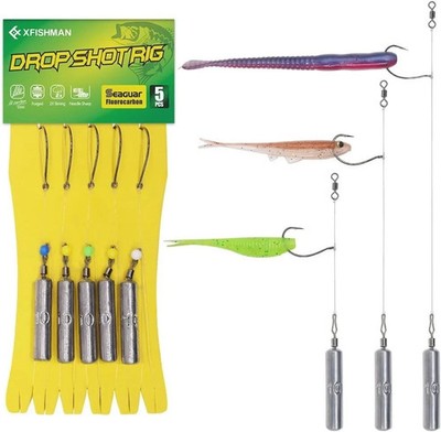 Drop Shot Rigs for Bass Fishing Ready Rig with Hooks and Sinker Weights (Hook...