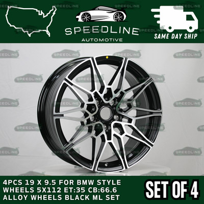 4PCS 19 x 9.5 For BMW Style Wheels 5x112 ET:35 CB:66.6 Alloy Wheels Black ML Set