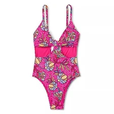 Tabitha Brown x Target Size XL Pink Floral Print Cut Out One Piece Swimsuit