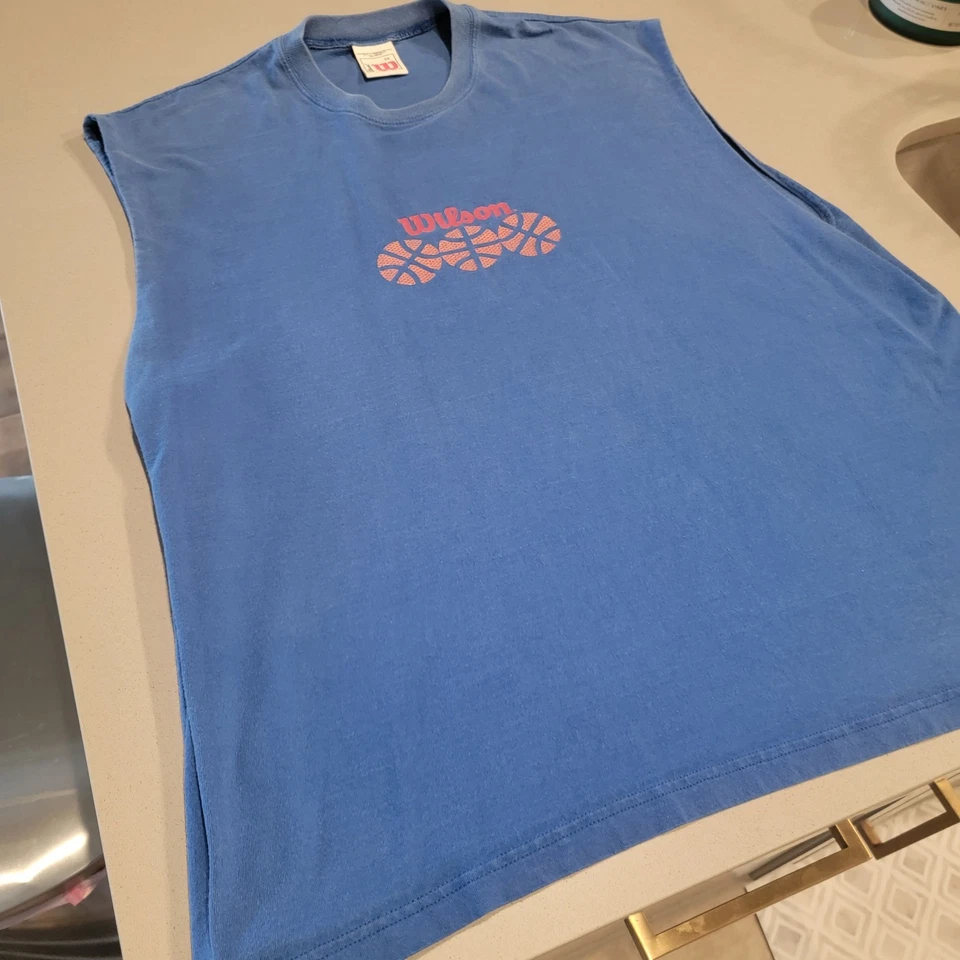 Vintage 90s Wilson Athleticwear Tank Top T Shirt Adult 2XL Cutoff - Image 4 of 4