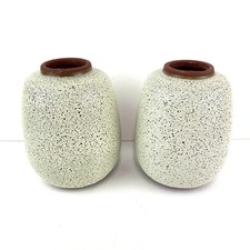 Earthenware Vases Set of 2 with Pocked Bubbled Lava Texture 