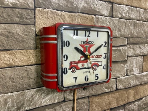 VTG INGRAHAM TEXACO OIL  OLD GAS STATION ADVERTISING KITCHEN DINER WALL CLOCK