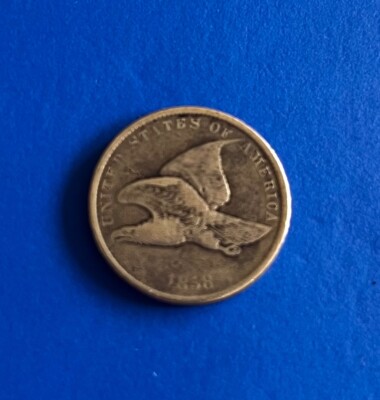1858 USA SMALL CENT FLYING EAGLE LL VG