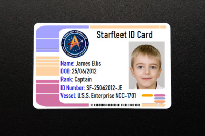Personalisierte Kinder Star Trek Sternenflotte Neuheit Ausweis Requisite Rollenspiel.