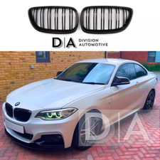 2X GLOSS BLACK FRONT KIDNEY GRILL GRILLE DOUBLE SLAT FOR BMW 2 SERIES F22 F23 M2