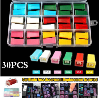 30 PCS Car Blade Fuse Assortment Replacement Assorted 20A 25A 30A 40A 50A 60A