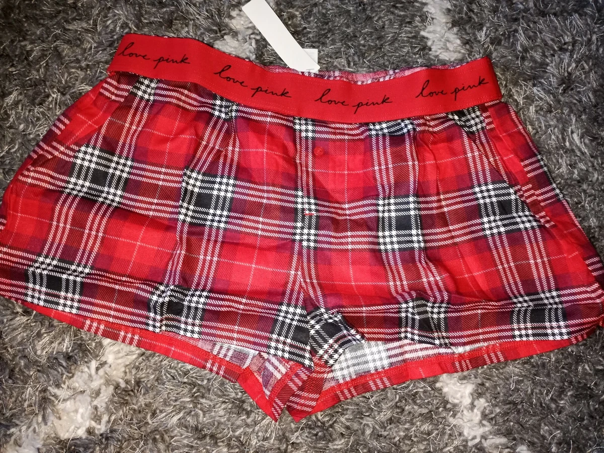 Victoria secret pink sleep Shorts brand new size large red plaid w