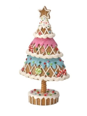 13'' Regency Ice Cream Cone Gingerbread Candy Tree Figure Dessert Christmas Decor