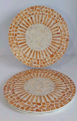 Sun Face Capiz Shell Dinner Plate Trivet, Mother Of Pearl, Handcrafted, New