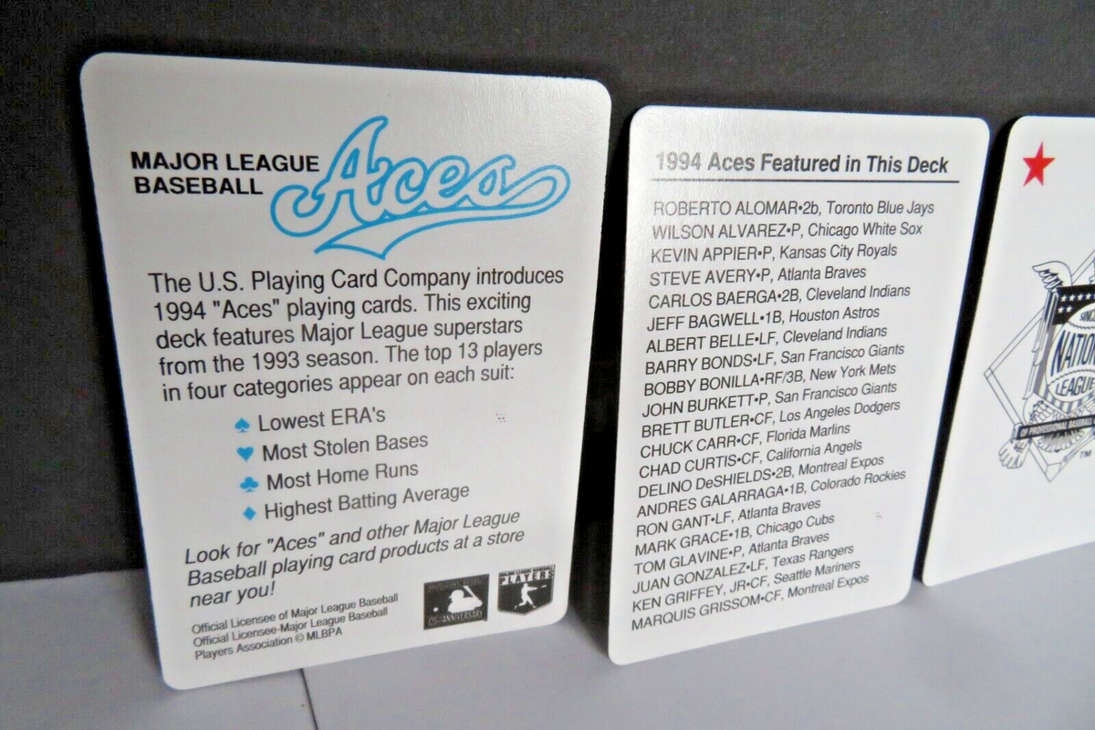 1994 VINTAGE Major League Baseball MLB ACES Bicycle Playing Cards