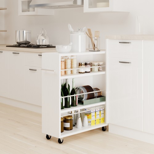 Slim Storage Cart Rolling Side Cabinet Afjustable Shelf Narrow Corner Organizer - Picture 6 of 32