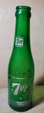 Vintage 7 UP Glass Bottle Green 8" Norwalk Ohio Pop Soda