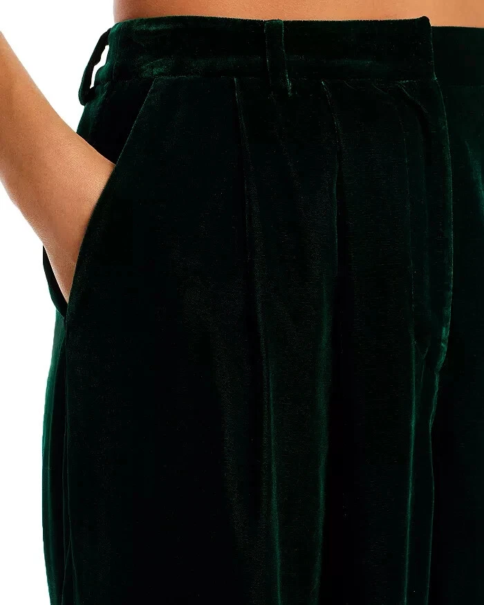 Calça Aqua L15613 Feminina Veludo Verde Escuro Perna Larga Tamanho M - Imagem 4 de 4