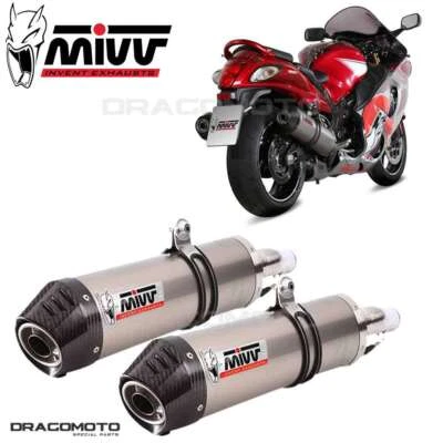 double échappement SUZUKI GSX-R 1300 HAYABUSA 2008 2009 MIVV Oval Titane CC - Photo 1/4
