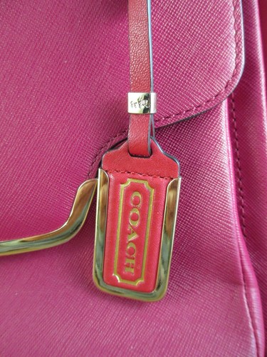 Coach Fuchsia Pink/Red Leather Tote Dual Shoulder Strap Handbag Purse Hand Bag - Picture 3 of 18