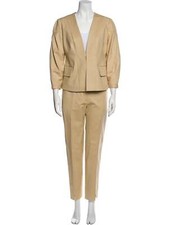 Versace Beige Tone Cotton/Silk Blend 2pc Pantsuit Sz 46/US 10