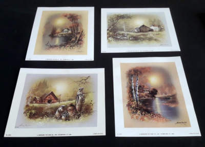 1982 Vintage Lot 4 Bernard Picture Art Prints Orig. Litho Stamford