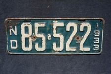 1933 North Dakota License Plate # 85-522