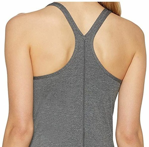 NEW WOMENS SIZE LARGE CHARCOAL UNDER ARMOUR UA RACER MESH ATHLETIC YOGA TANK TOP - Picture 4 of 5