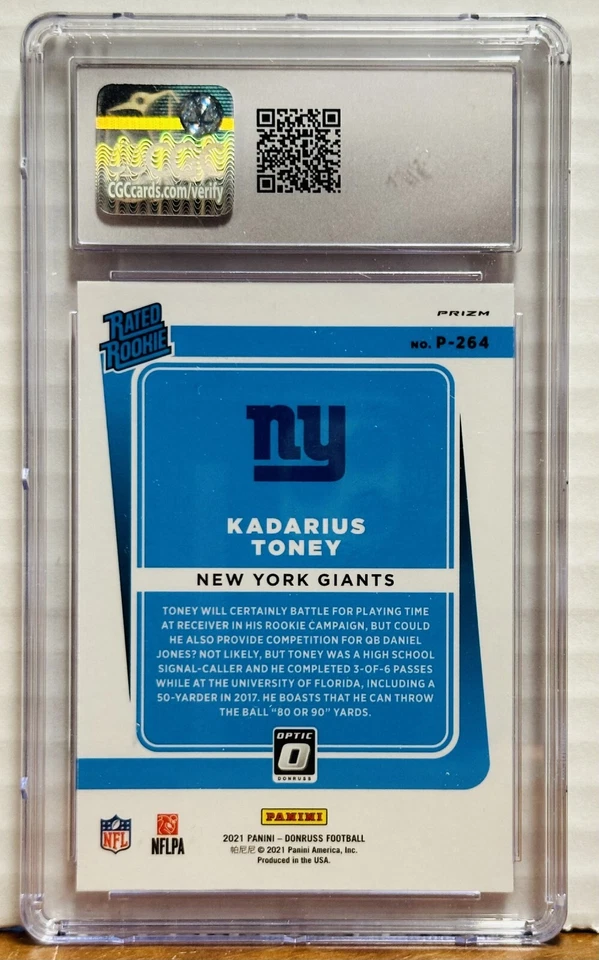 2021 Donruss Optic Preview #P-264 Kadarius Toney Pink CGC 9.5 New York Giants RC - Image 2 of 2