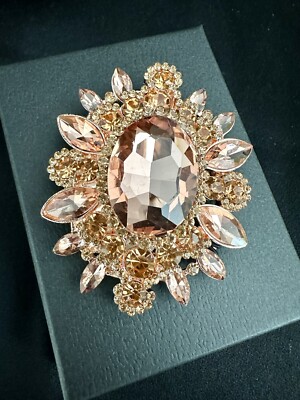 Natasha Rose Rhinestone Crystals Coat  Pin/Brooch