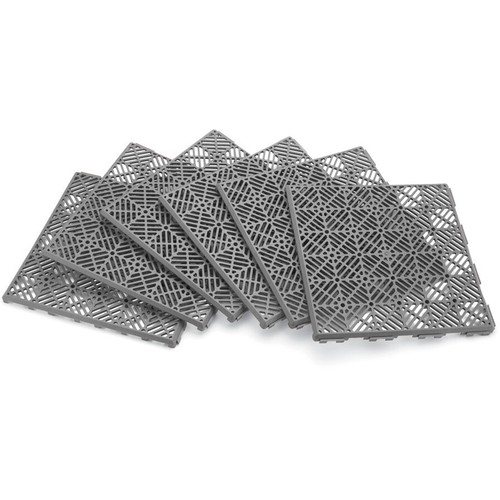 6 Pc Grey Colored Heavy Duty Interlocking Patio Tile Flooring - Picture 2 of 2